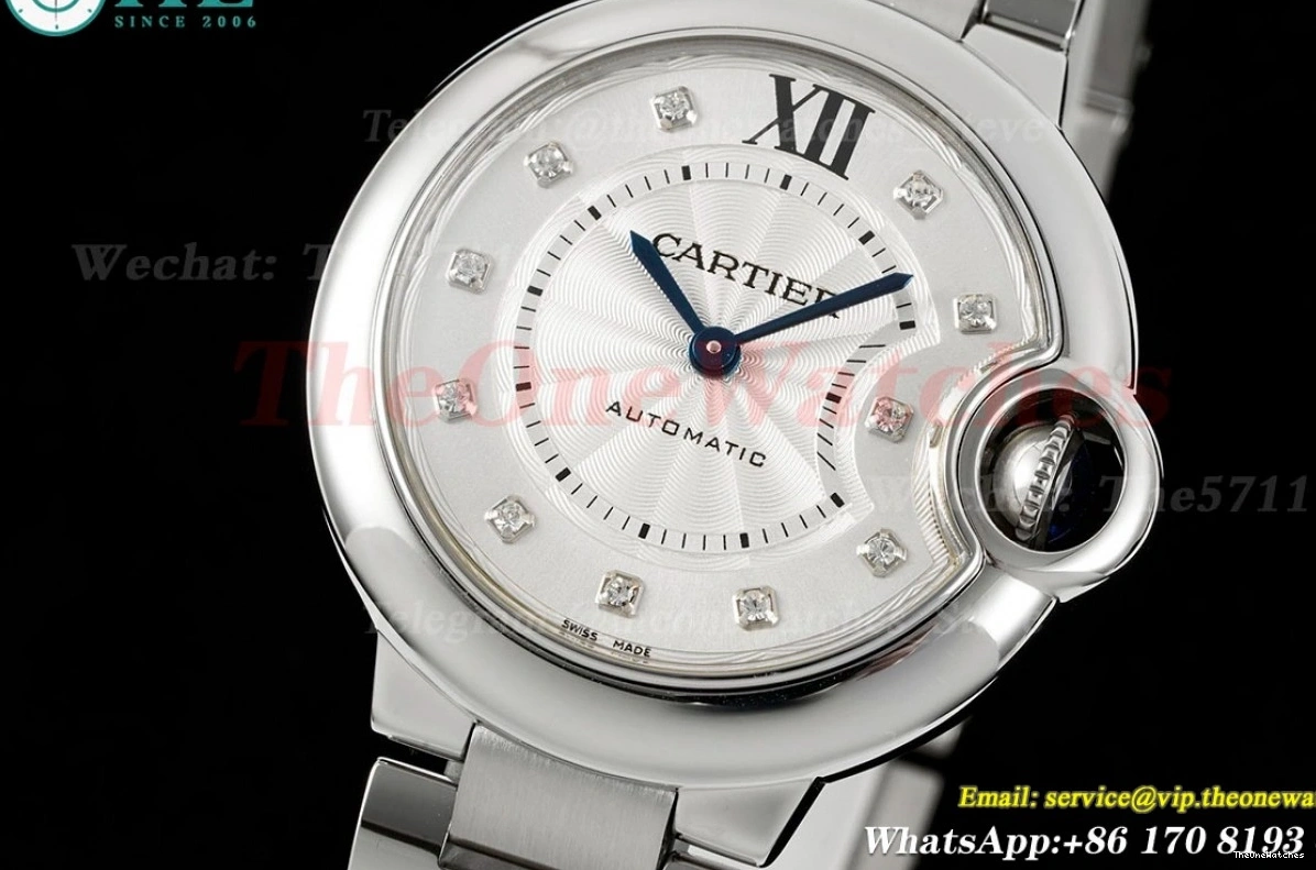 Ballon SS Bleu Ladies 33mm A076 Cartier 3KF De Dia SS Wht 1218